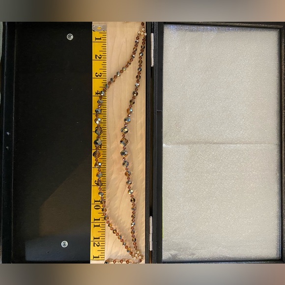 Vintage Topaz Aurora Borealis Glass Necklace 💛 - Picture 5 of 5